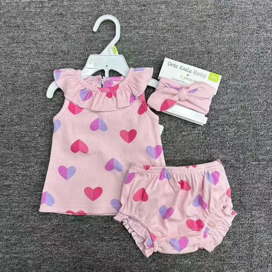 CH 565 - CUTE KOALA BABY GIRL 3PC SET W/ TURBAN (HEART)