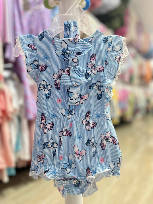 CH 593 NINE WEST ROMPER W/ TURBAN (BUTTER FLY)