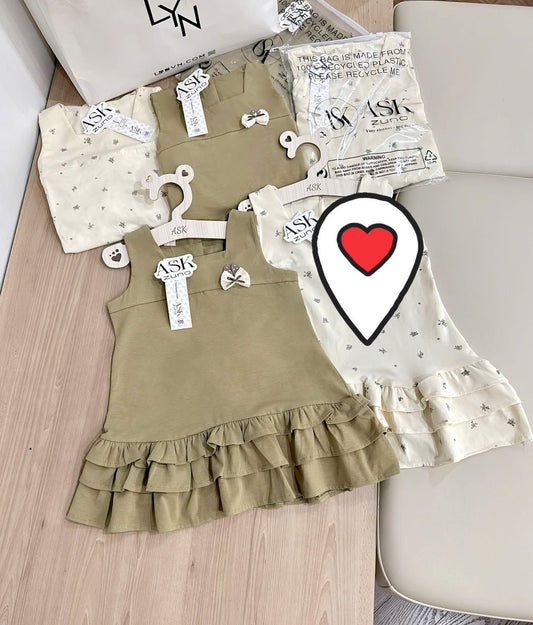 VT 533 ASK ZUNO CASUAL GREEN RIBBON DRESS