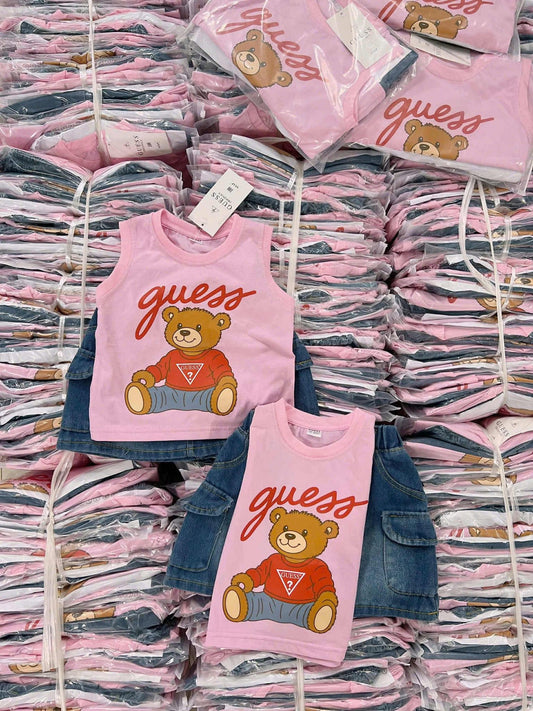 VT 580 GUESS CROP & DENIM SKIRT SET