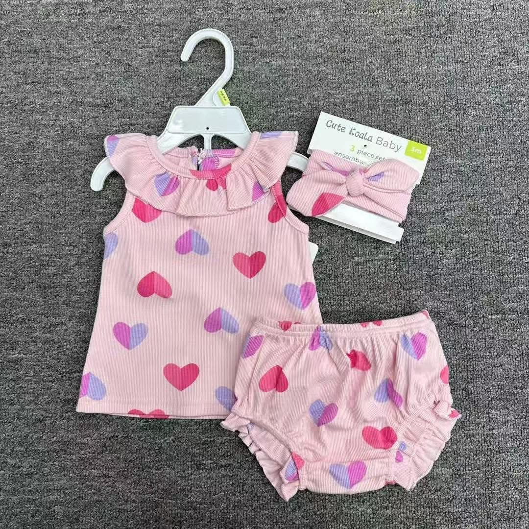 CH 565 - CUTE KOALA BABY GIRL 3PC SET W/ TURBAN (HEART)
