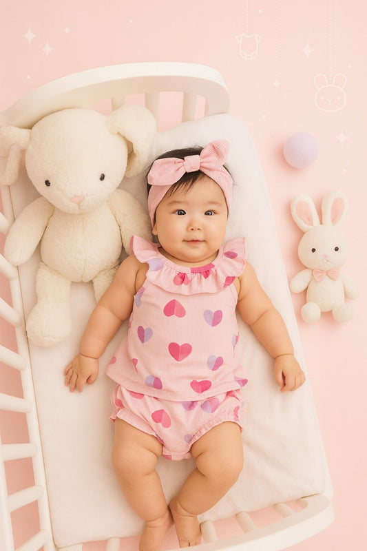 CH 565 - CUTE KOALA BABY GIRL 3PC SET W/ TURBAN (HEART)