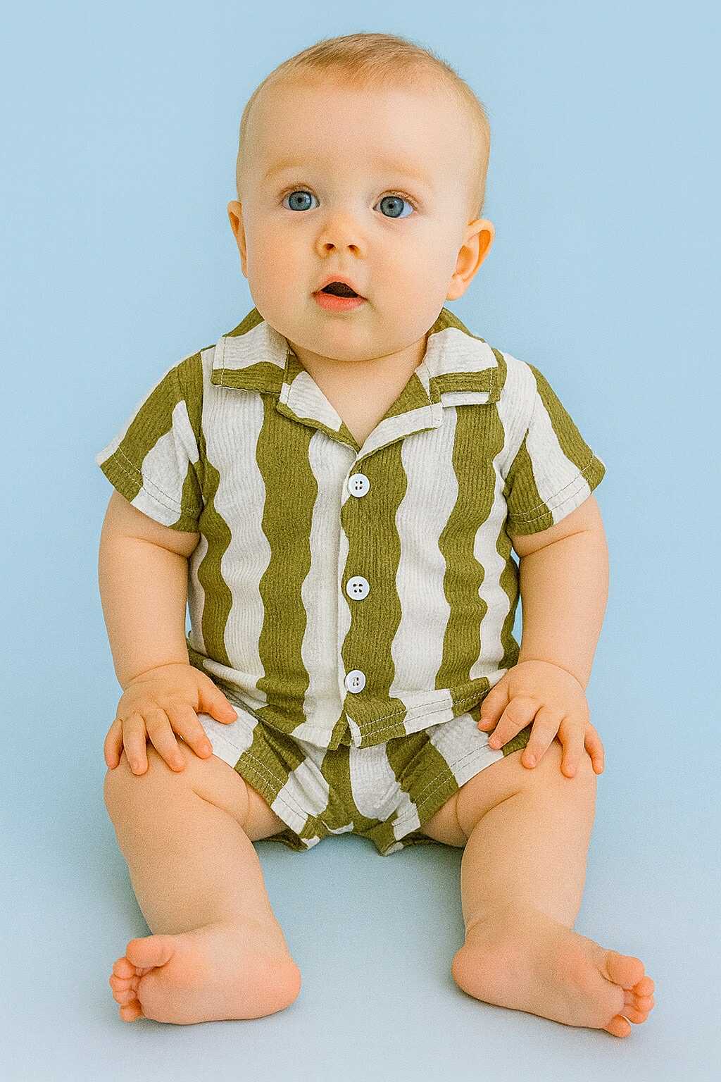 CH 613 BABYSUIT POLO TERNO (GREEN CHECKERED)