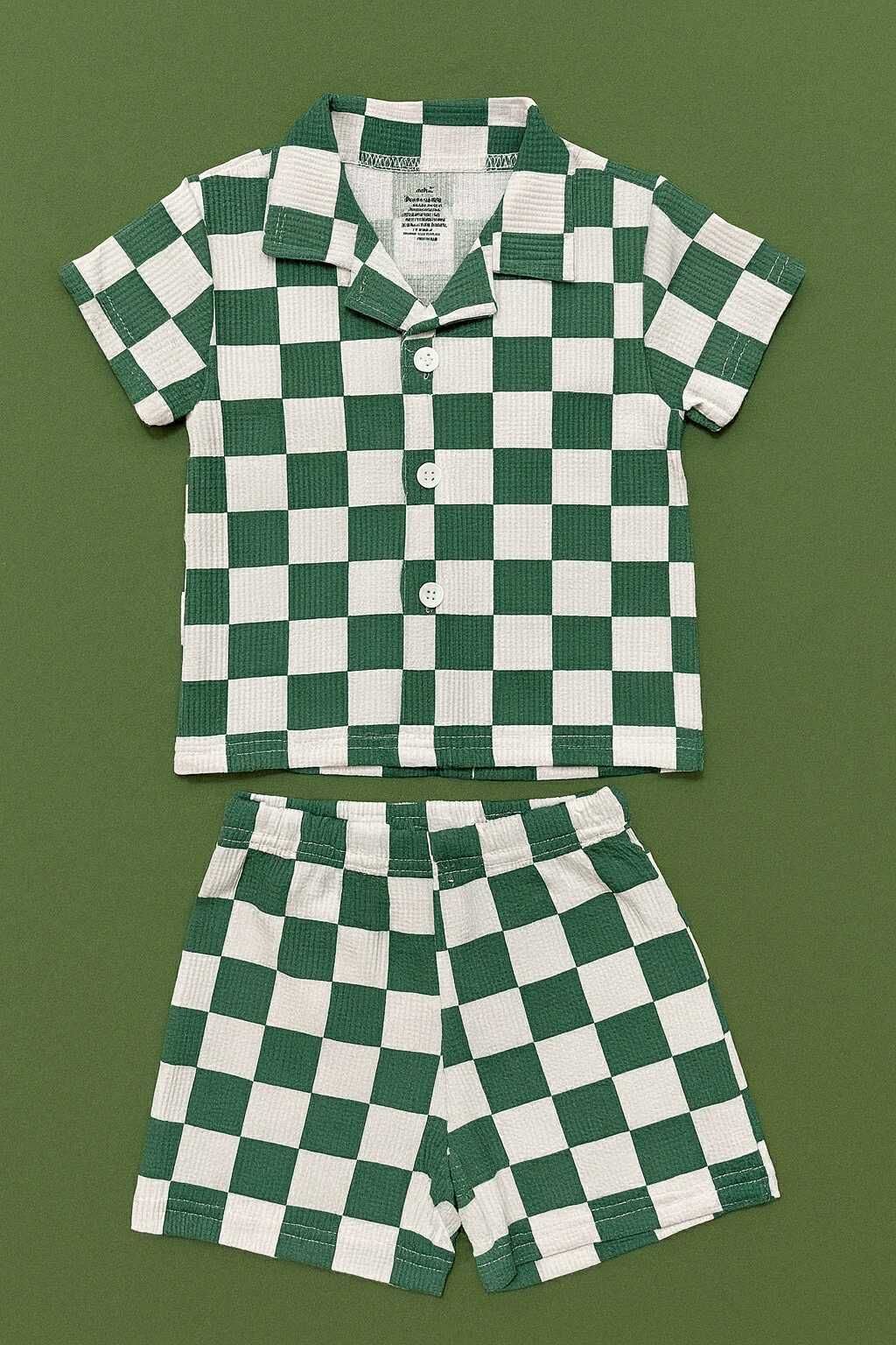 CH 613 BABYSUIT POLO TERNO (GREEN CHECKERED)