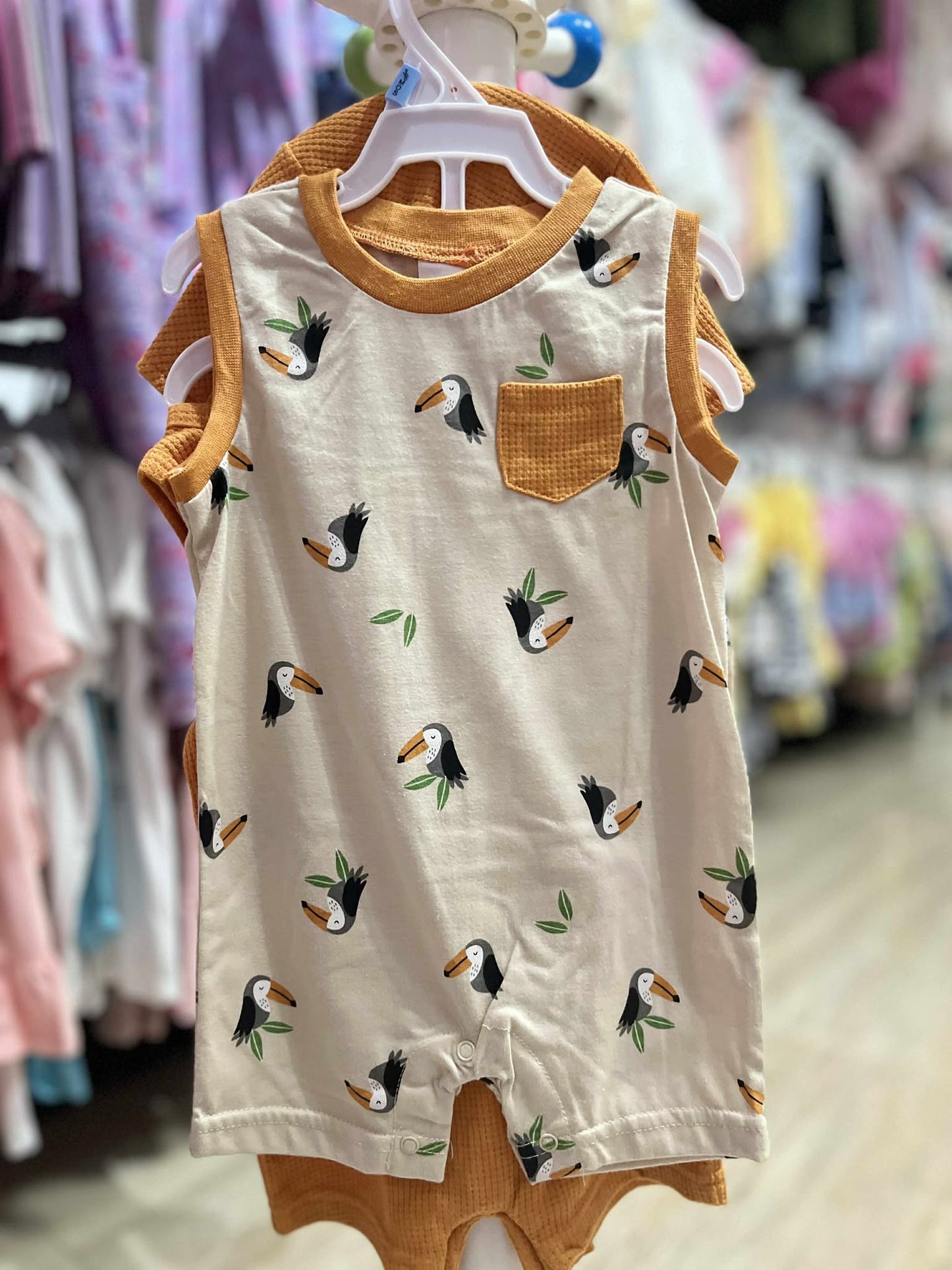 CHONH 118 PEKKLE 2PC ROMPERS & HAT SET (ORANGE)