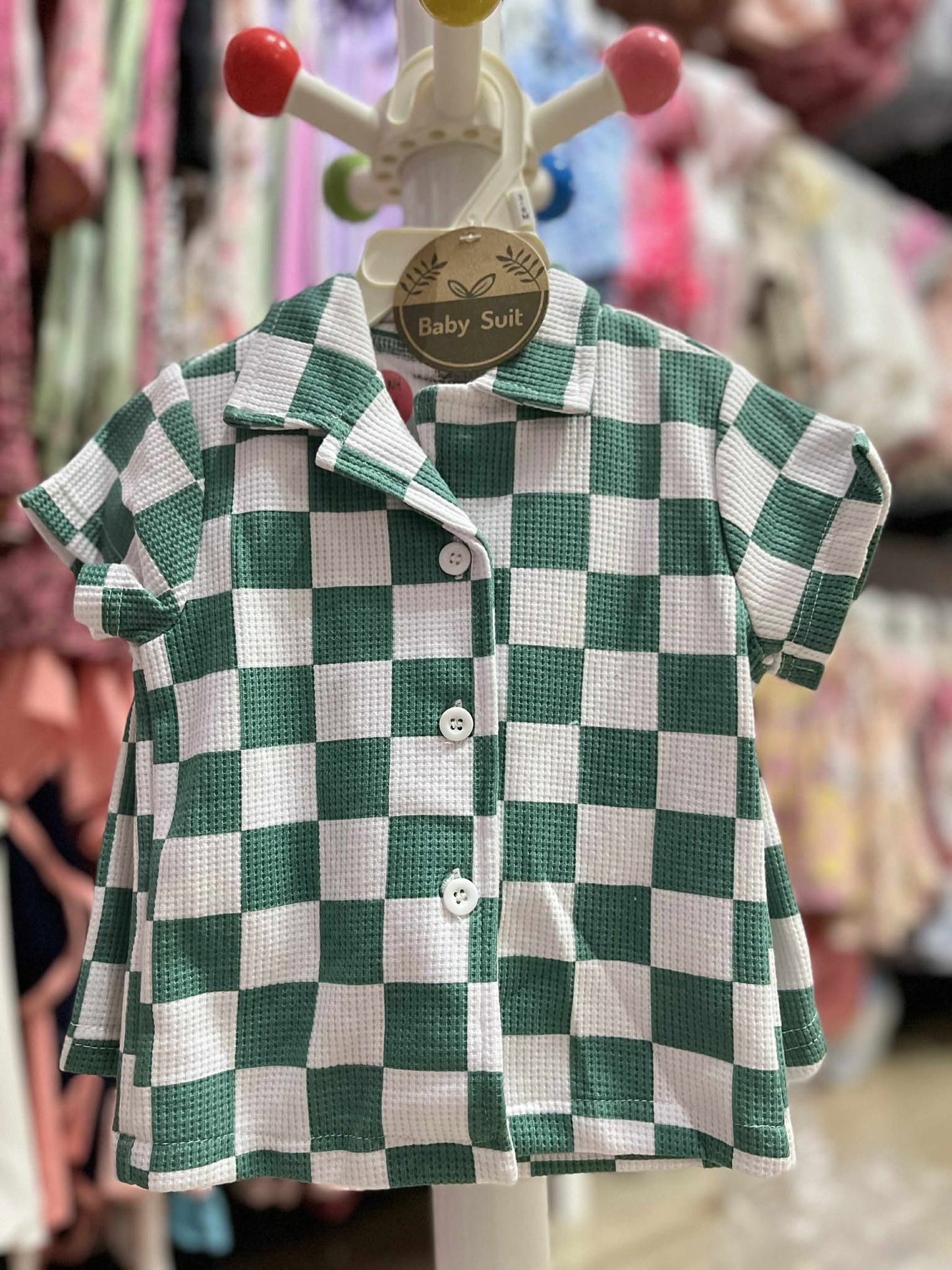 CH 613 BABYSUIT POLO TERNO (GREEN CHECKERED)