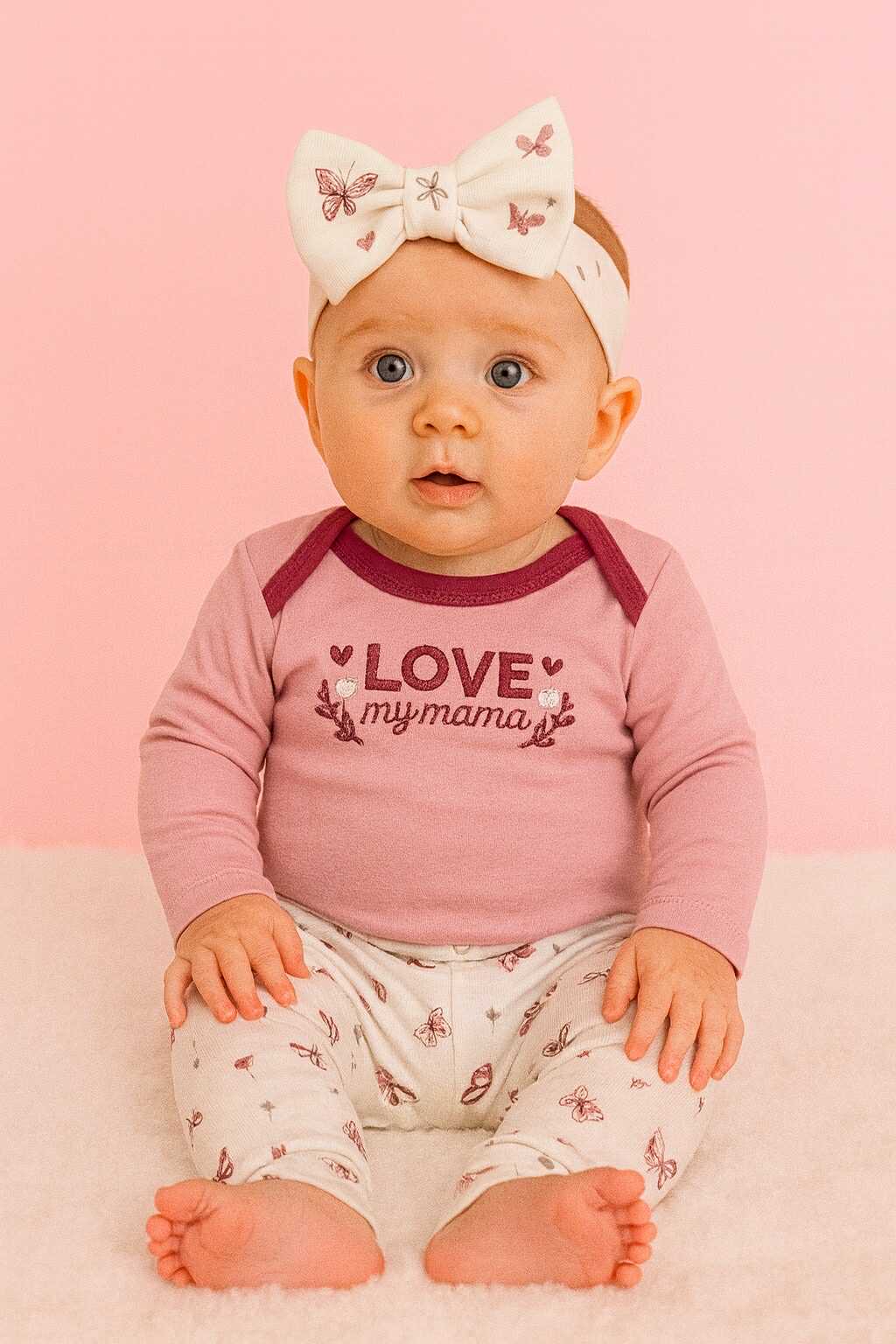 CH 610 - 3PC CHICKPEA LONGSLEEVE ONESIES W/ TURBAN (LOVE)