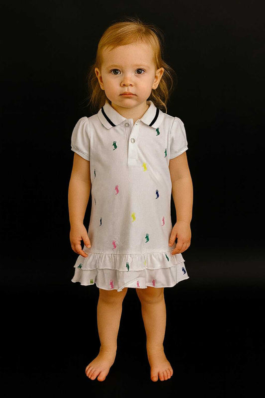 CHONH 239 RL MIXED RAFFLES DRESS (WHITE)