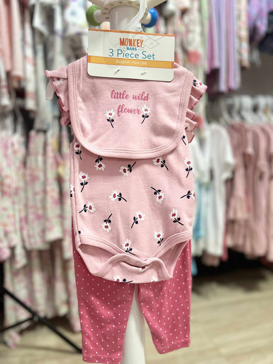 CHONH 36 - MONKEY BARS 3PC SET with BIB (PINK)