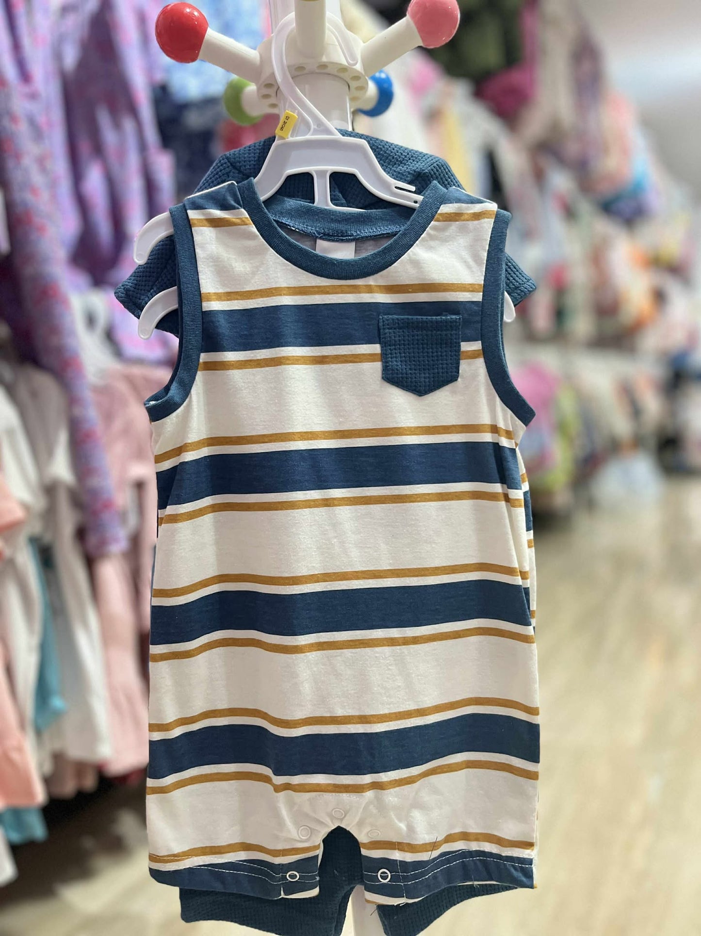 CHONH 118 PEKKLE 2PC ROMPERS & HAT SET (BLUE)