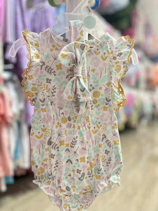 CH 593 NINE WEST ROMPER W/ TURBAN (WHITE FLOWER)