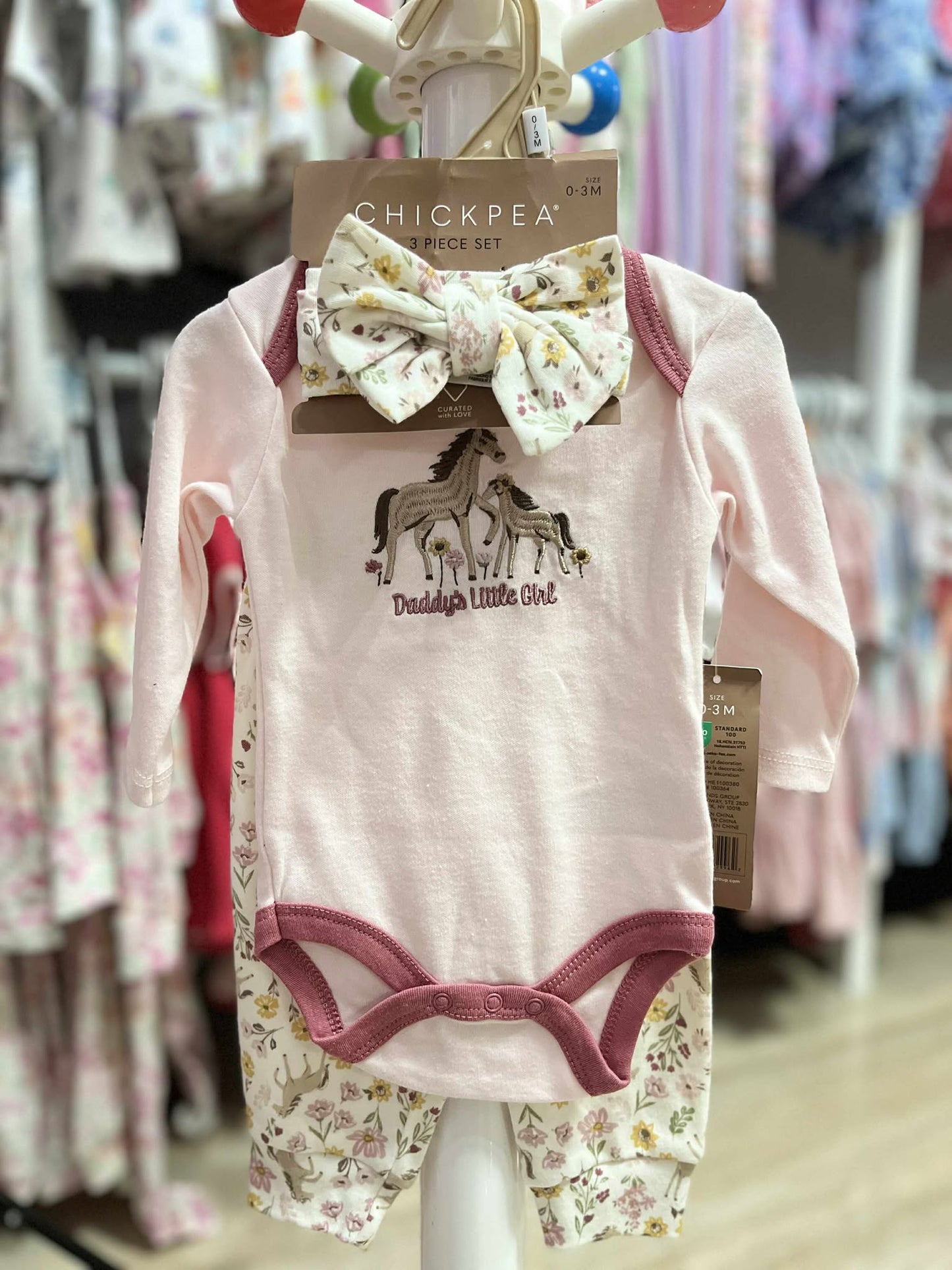 CH 610 - 3PC CHICKPEA LONGSLEEVE ONESIES W/ TURBAN (HORSE)