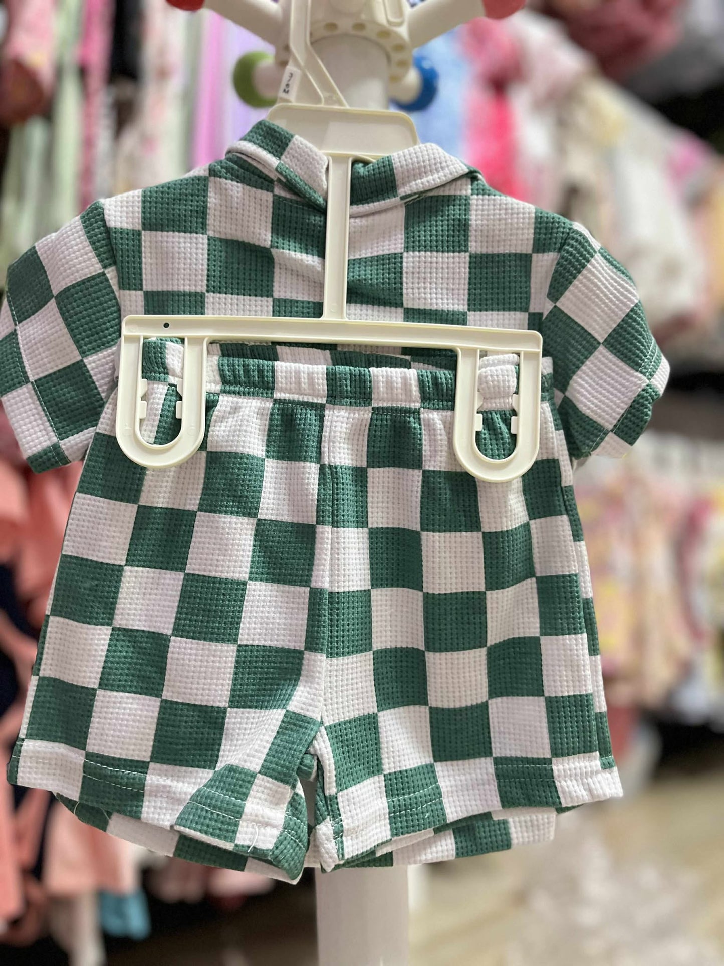 CH 613 BABYSUIT POLO TERNO (GREEN CHECKERED)