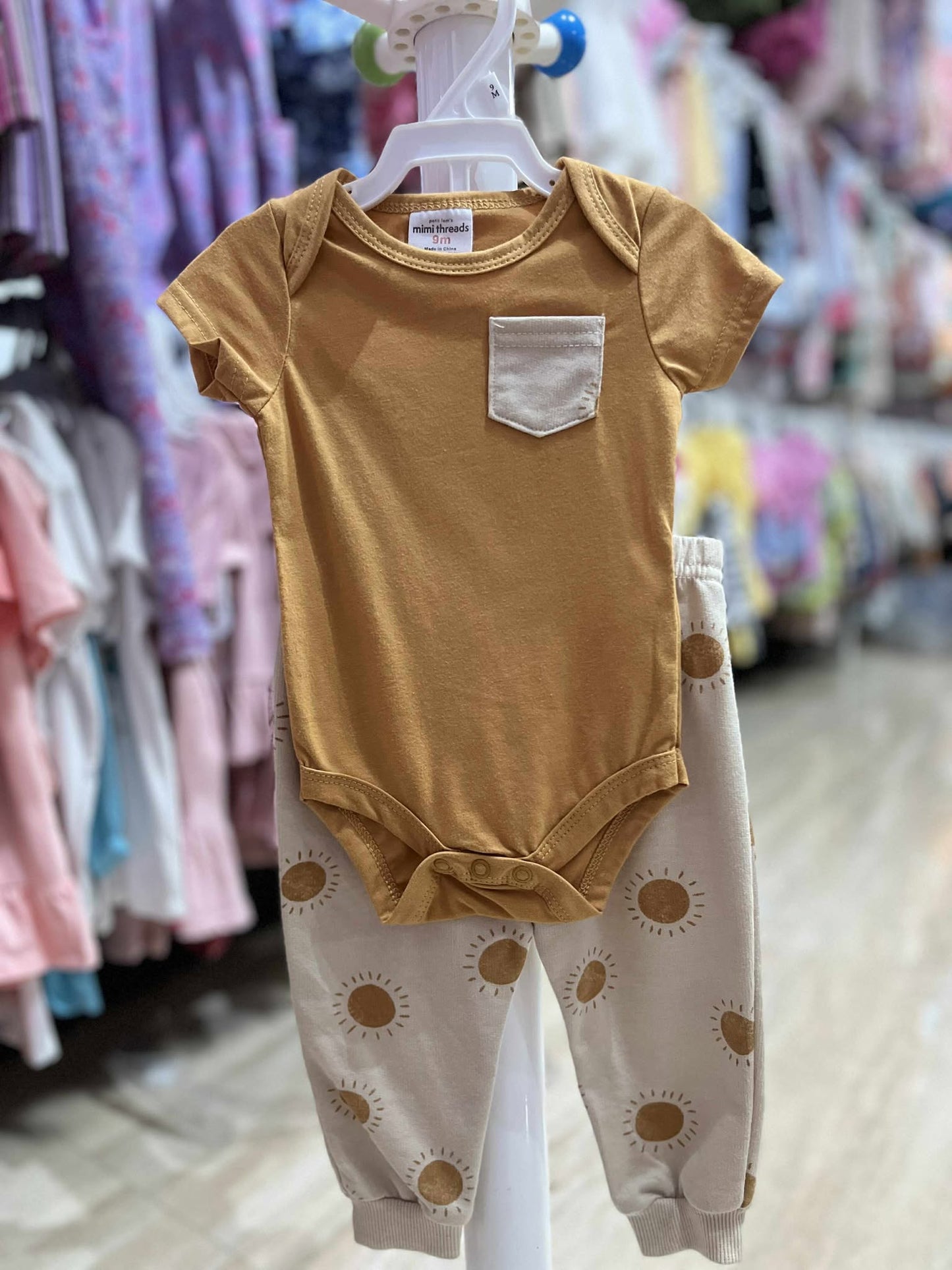 MINI THREADS 3PC ONESIES SHORT & PANTS SET