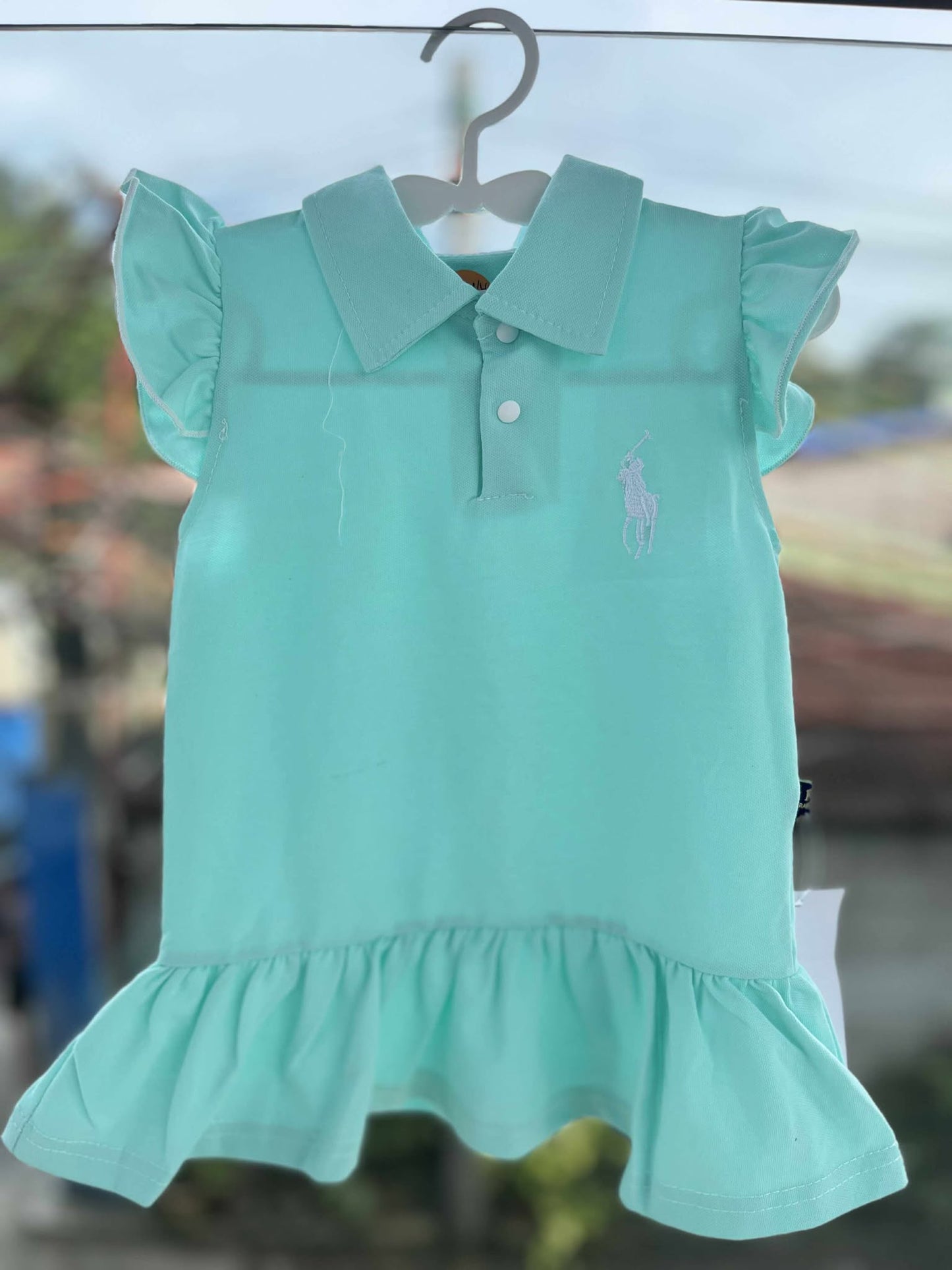 CHONH 239 RL MIXED RAFFLES DRESS (MINT GREEN)