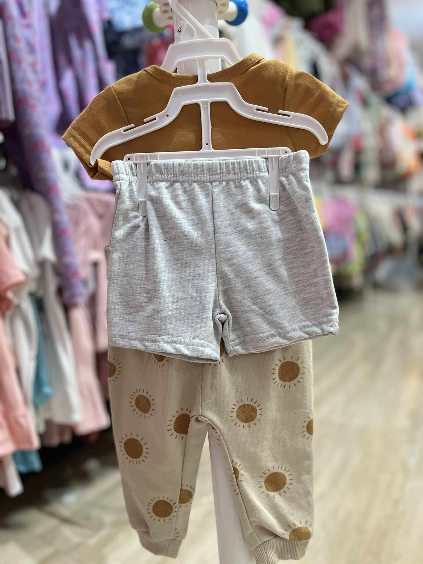 MINI THREADS 3PC ONESIES SHORT & PANTS SET