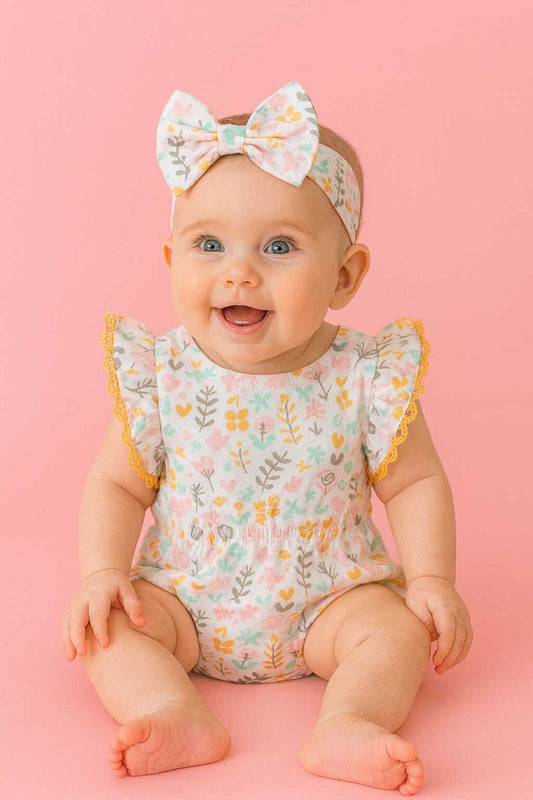 CH 593 NINE WEST ROMPER W/ TURBAN (WHITE FLOWER)