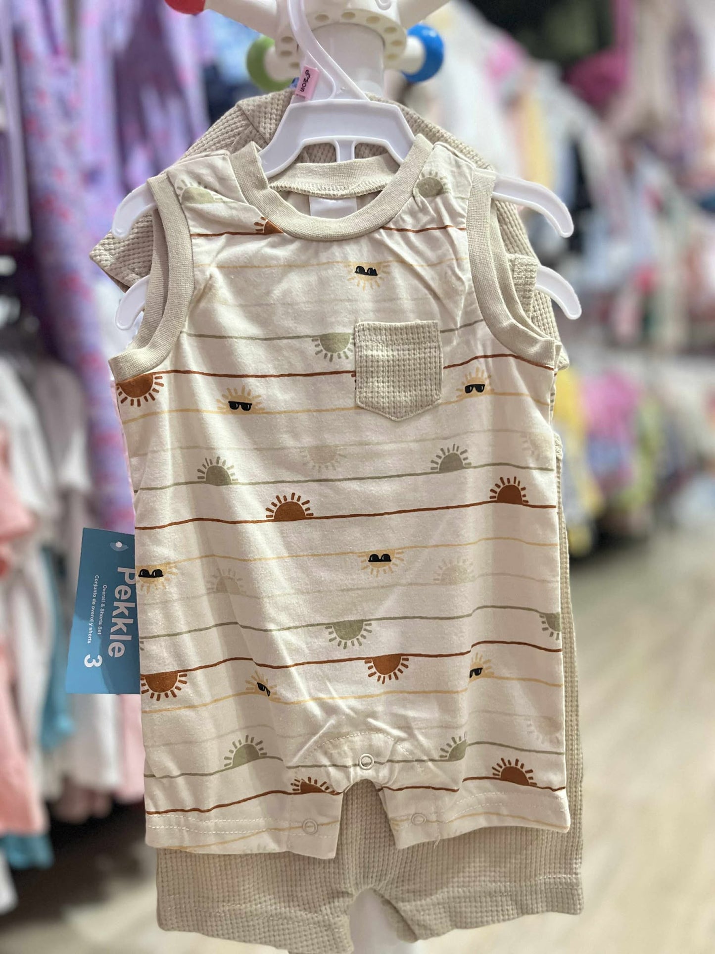 CHONH 118 PEKKLE 2PC ROMPERS & HAT SET (KHAKI)