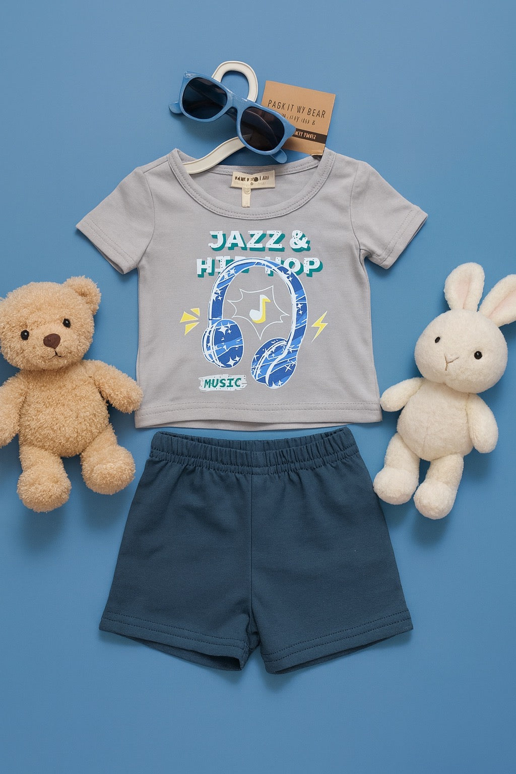 CHONH 112 3PC BOY RABBIT BEAR SET W/ SHADES (HEADPHONE)