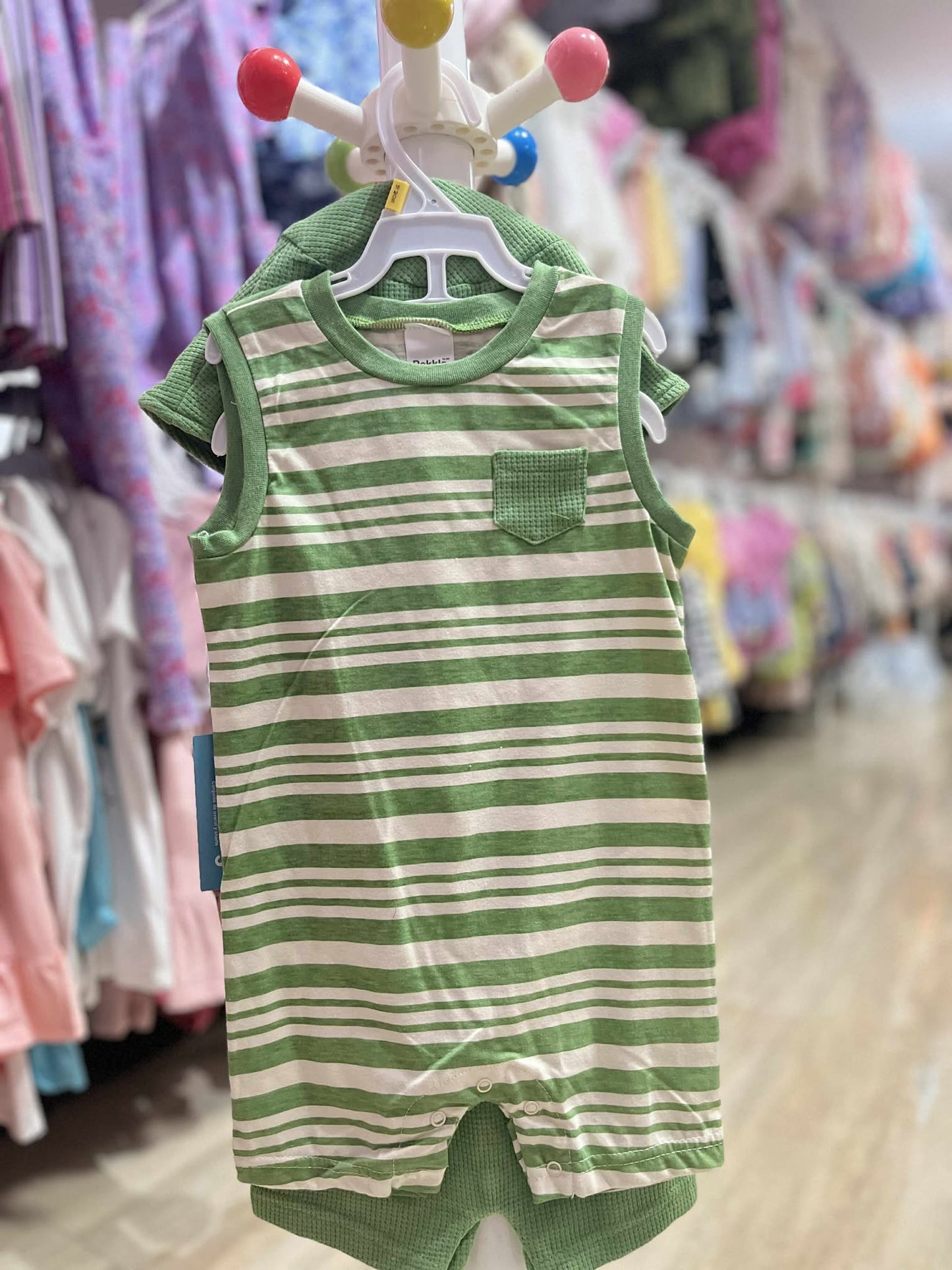 CHONH 118 PEKKLE 2PC ROMPERS & HAT SET (GREEN)