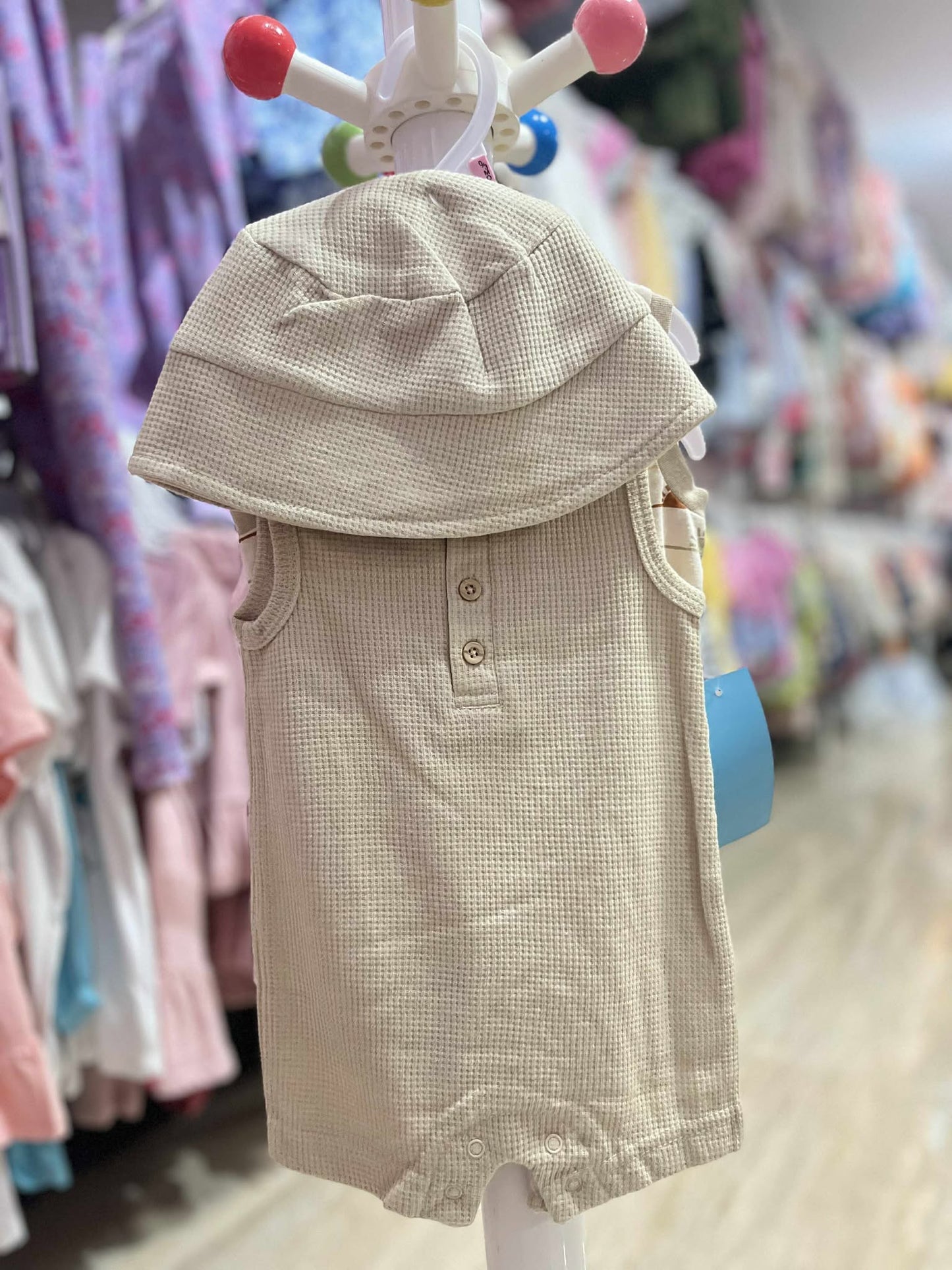 CHONH 118 PEKKLE 2PC ROMPERS & HAT SET (KHAKI)