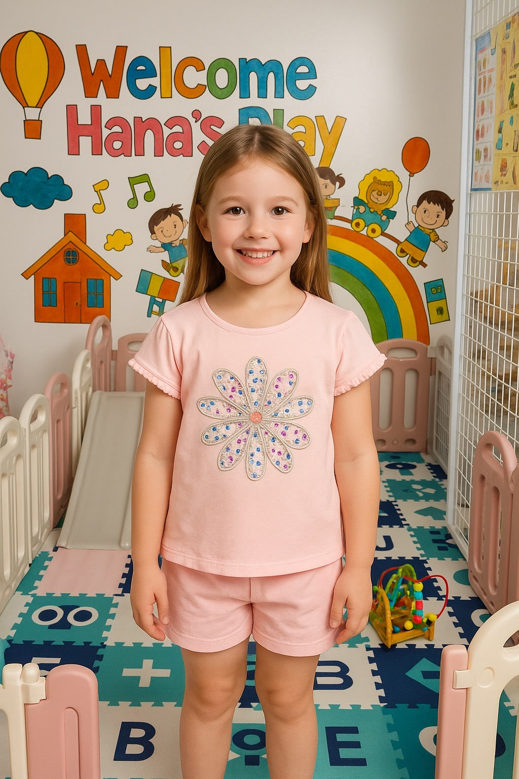 CHONH 192 COUNTING DAISIES GIRL TERNO SHORT