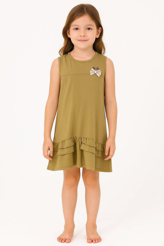 VT 533 ASK ZUNO CASUAL GREEN RIBBON DRESS