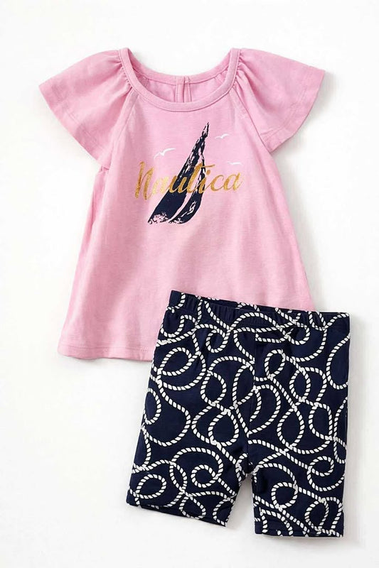 TH-SALE 30 NUATICA GIRL PINK W/NAVY BLUE SHORT