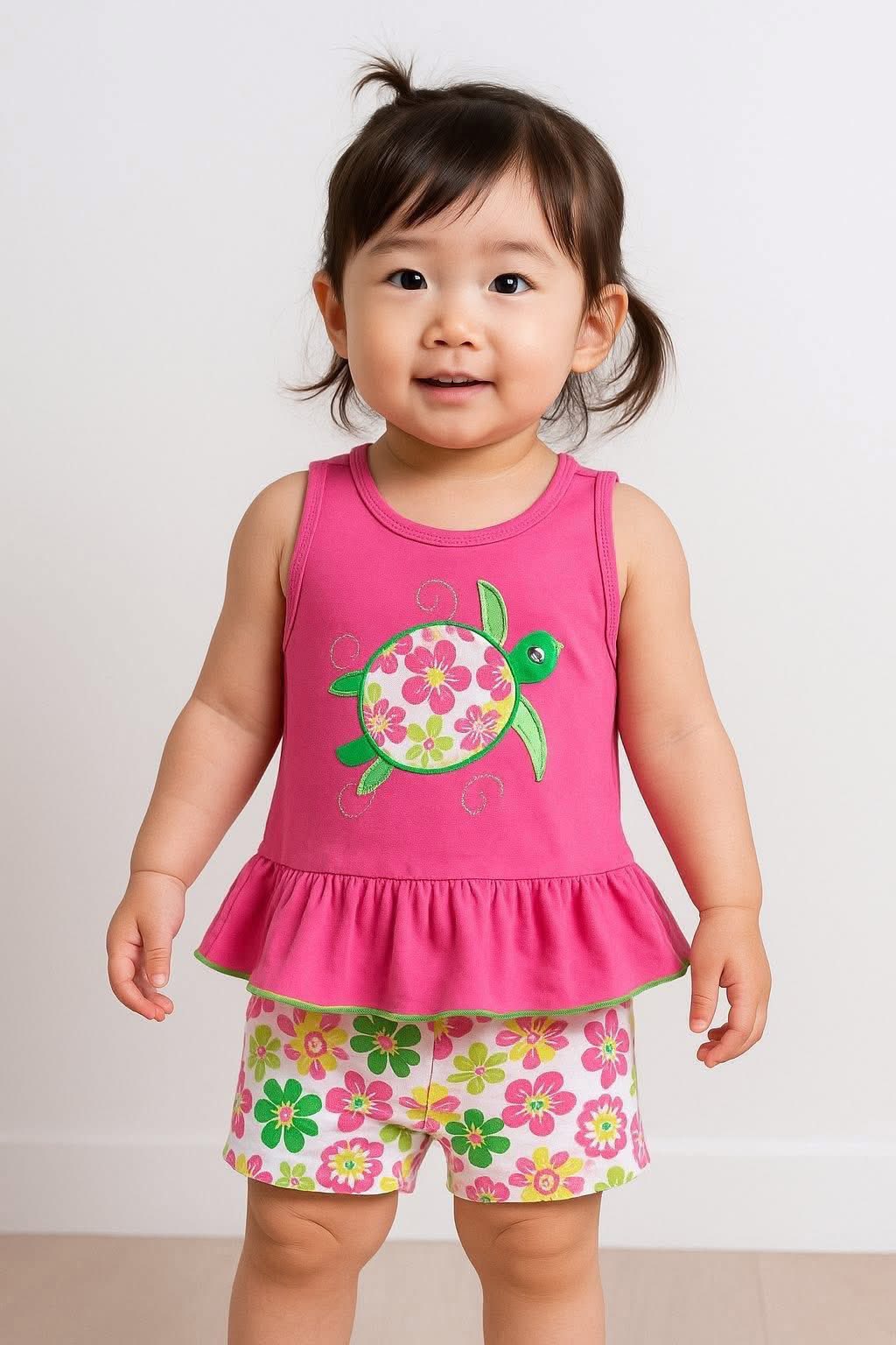 TH-SALE 31 KIDS HEADQUARTER GIRL TURTLE W/FLOWER SHORT